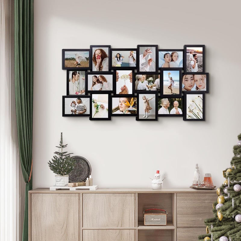 J.M.Deco Collage Picture Frames for Wall Decor, 18-Opening Reunion Family Friends Picture Frame Set, 4x6 Photo Frames for Living Room, Bedroom, Gallery Wall Hanging, Christmas Gift, Black - Image 2